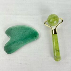 Faux Jade Face Roller + Gua Sha Tool Skincare Reduce Stress